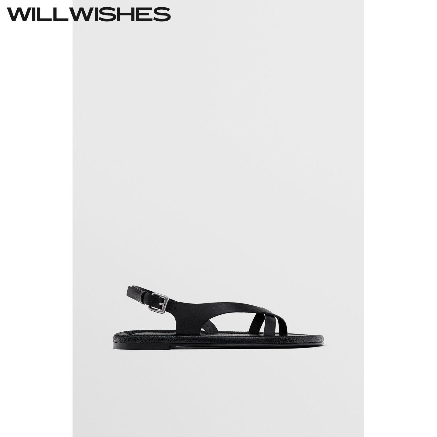 WILLWISHES 王玎原创设计时尚夹趾平底鞋女夏季街头风罗马凉鞋女