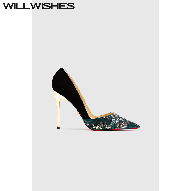 WILLWISHES原创尖头细跟高跟鞋