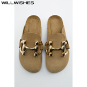 女 WILLWISHES 女一脚蹬懒人勃肯鞋 厚底包头拖鞋 370 王玎设计秋季