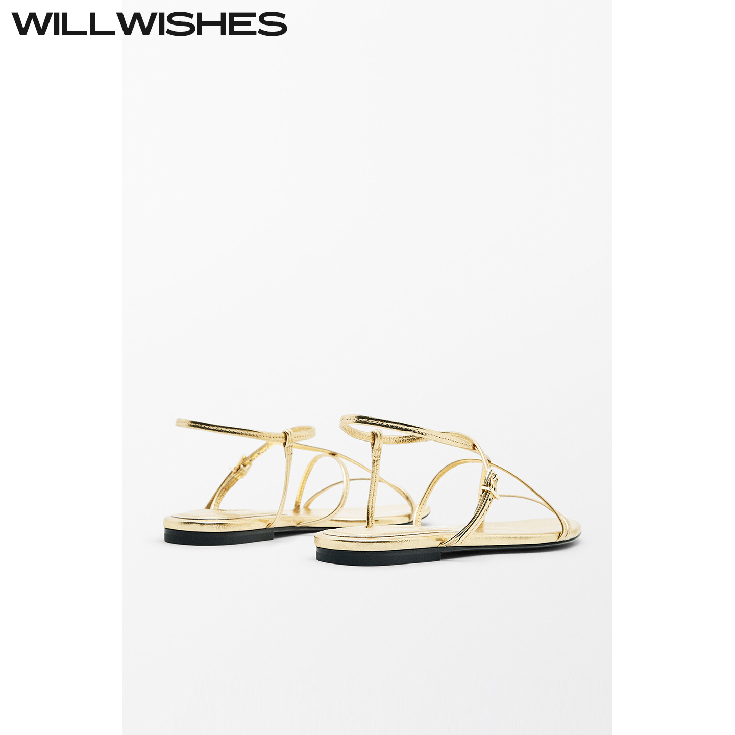 WILLWISHES 王玎设计度假风罗马凉鞋女交叉绑带沙滩平底鞋女#414