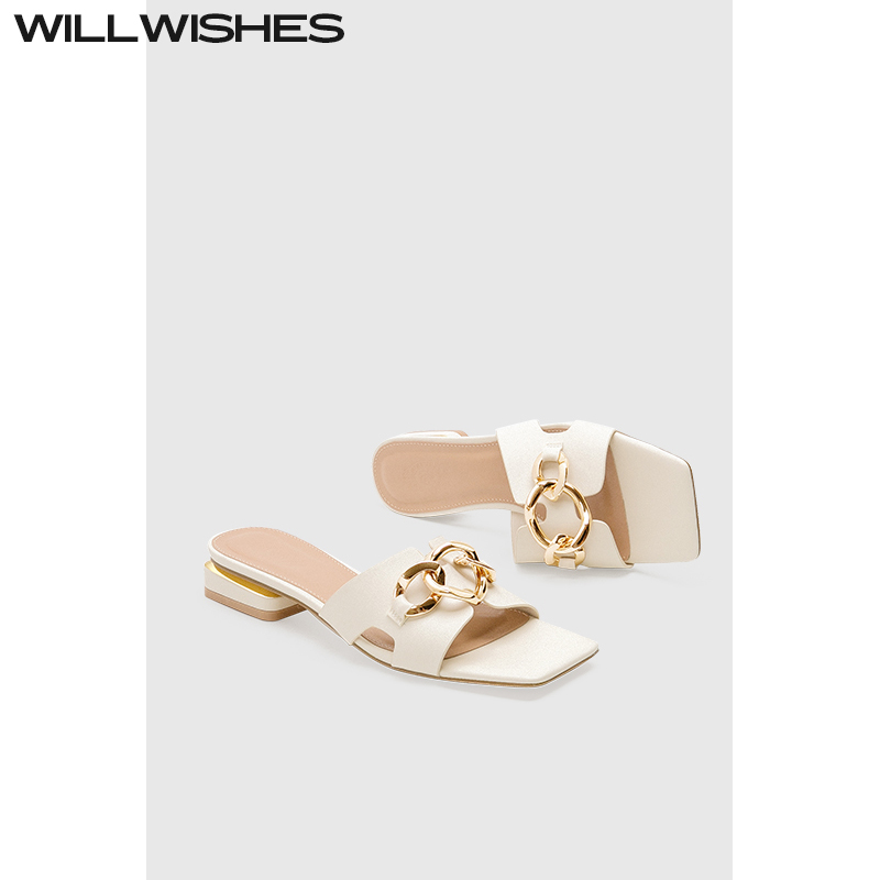 WILLWISHES原创尖头一字拖鞋女