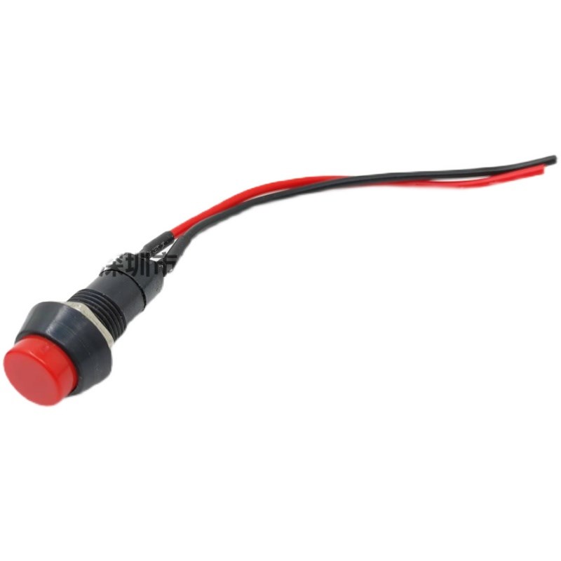 带线无档开关PB-305B/PBS11B按钮开关12MM按下通电松手断电1A250V