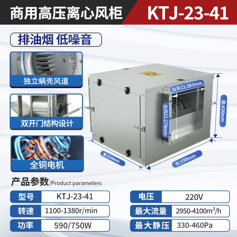 静音高压风柜厨房排油烟工业商用通风耐高温380v大吸力离心风机
