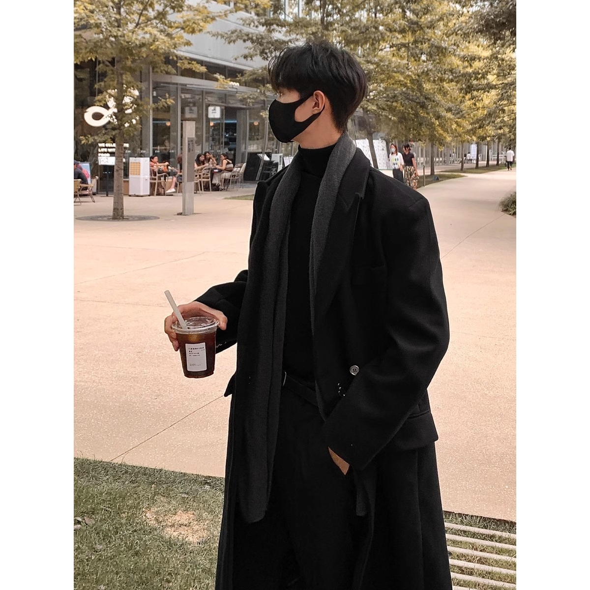 西装领毛呢大衣男士2024秋冬季新款潮牌高级感痞帅中长款风衣外套