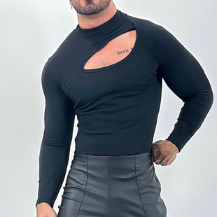 Slim Fit Sexy Long Sleeve T Shirt for Men男士修身性感长袖t恤