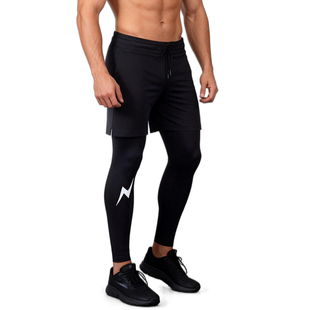 Men's Tight Gym Pants 2026运动紧身裤弹力防走光假两件跑步裤男