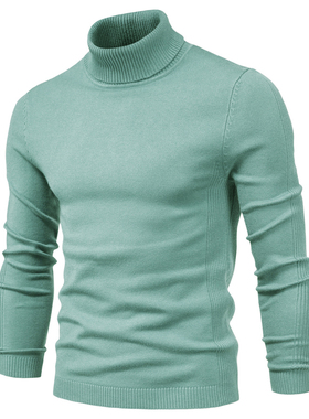 Men's turtleneck sweater 欧美男士纯色套头高领毛衣休闲针织衫