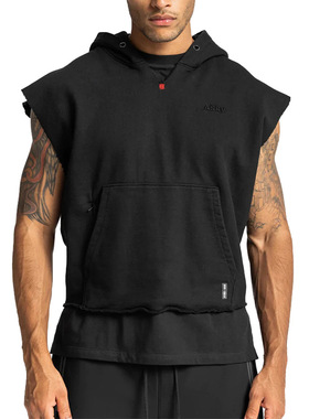 Men's sleeveless sports hoodie男士运动卫衣连帽衫无袖坎肩马甲