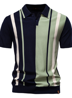 男士翻领短袖针织POLO衫T恤上衣