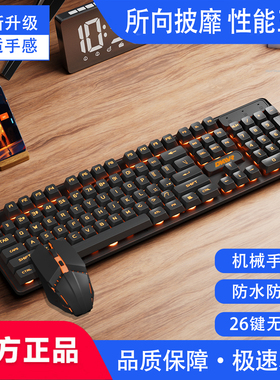 静音办公键盘高颜值104键鼠套装女生电竞鼠标游戏键盘通用有线USB