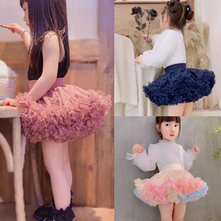 女童洋气网纱蓬蓬裙儿童tutu裙洛丽塔公主裙女孩凸凸短裙半身裙