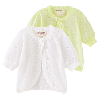 女童薄款短袖针织开衫宝宝夏季短款小外套儿童防晒衣空调衫披肩
