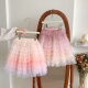 儿童蛋糕蓬蓬裙女童韩国版 春夏秋冬四季 彩虹百搭网纱裙中长半身裙