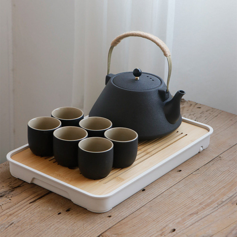 陶瓷大容量提梁茶具套装黑陶复古