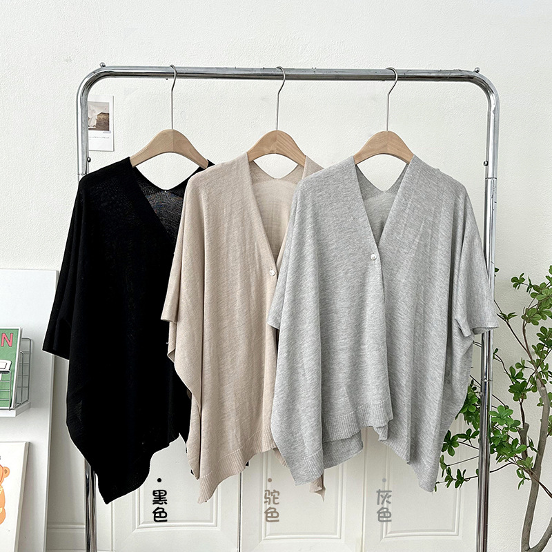 防晒披肩女外搭配裙子旗袍夏季空调房办公室薄款开衫带扣斗篷坎肩