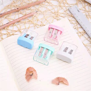 得力0576双孔卷笔刀迷你转笔刀削笔器小型笔刨大孔可削10MM铅笔