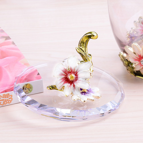 珐琅彩杯盖水晶玻璃盖水精致杯盖