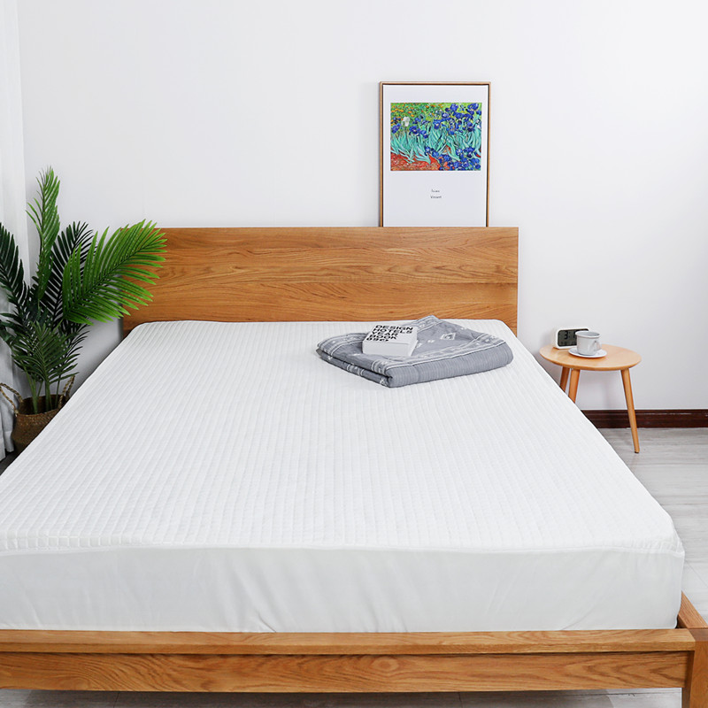 凉感白色防滑固定床垫保护套
