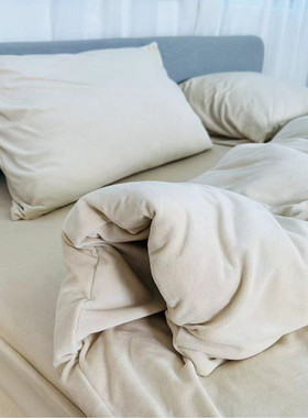 秋冬新款黑科技暖感三件套床上用品法兰绒保暖吸湿发热被套可机洗