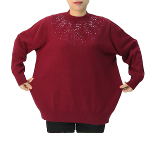 200斤加肥加大码女装特超胖妈妈毛衣宽松中老年羊毛衫秋冬装210