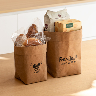 可水洗牛皮纸收纳袋ins风冰箱水果蔬菜面包食品分装整理纸袋加厚