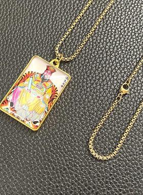 保生大帝大道公吴真人双面项链金色吊坠民族男女古风复古挂件平安