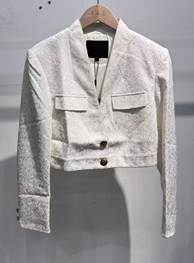 A系列26春款提花烫钻高腰短款小香风外套1012