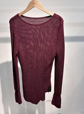 A系列26春款包心纱缕空不起球亮片宽松针织衫1339