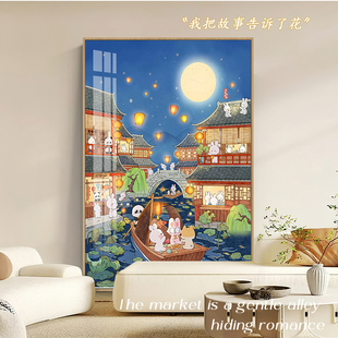 月满水乡兔盼团圆钻石画2025年新款中秋节手工5d十字绣粘贴水晶钻