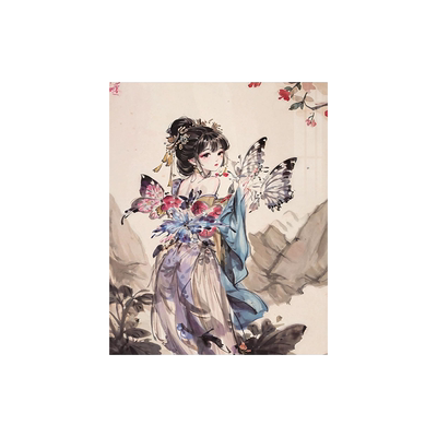 高级感蓝蝶入梦钻石画2025新款5d点钻砖石贴画手工diy带框十字绣