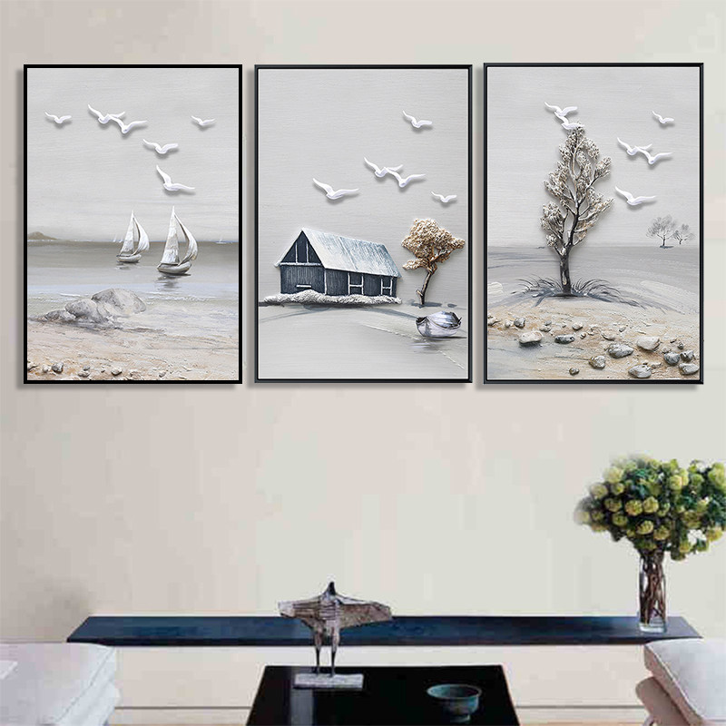 2025新款北欧钻石画砖石绣满钻客厅卧室三联画现代简约十字绣线绣