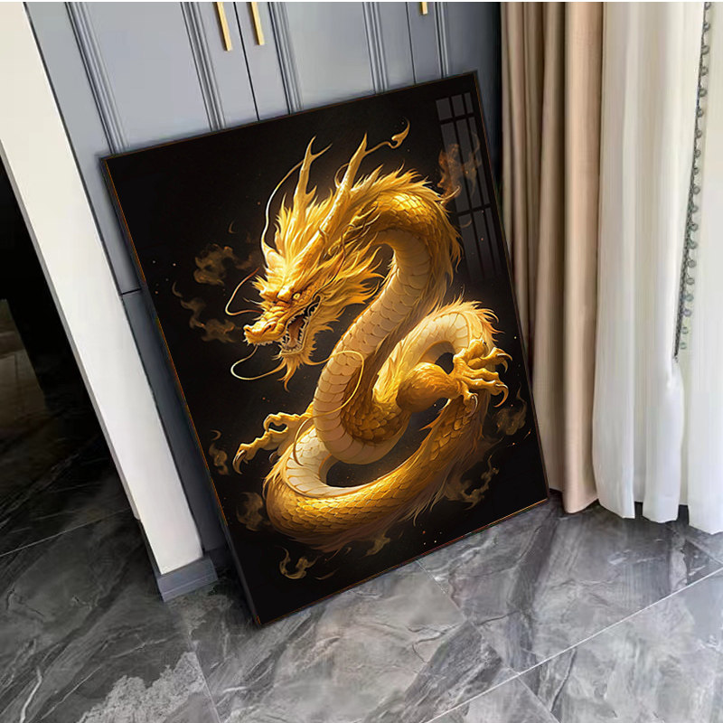 中国风金龙钻石画满钻2025带框十字绣新款小件手工点贴砖高级感5d