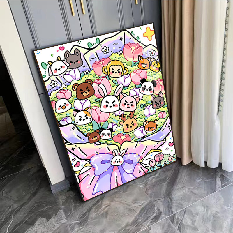 送你一束小花花钻石装饰画2023新款卧室客厅送人可爱卡通手工贴钻