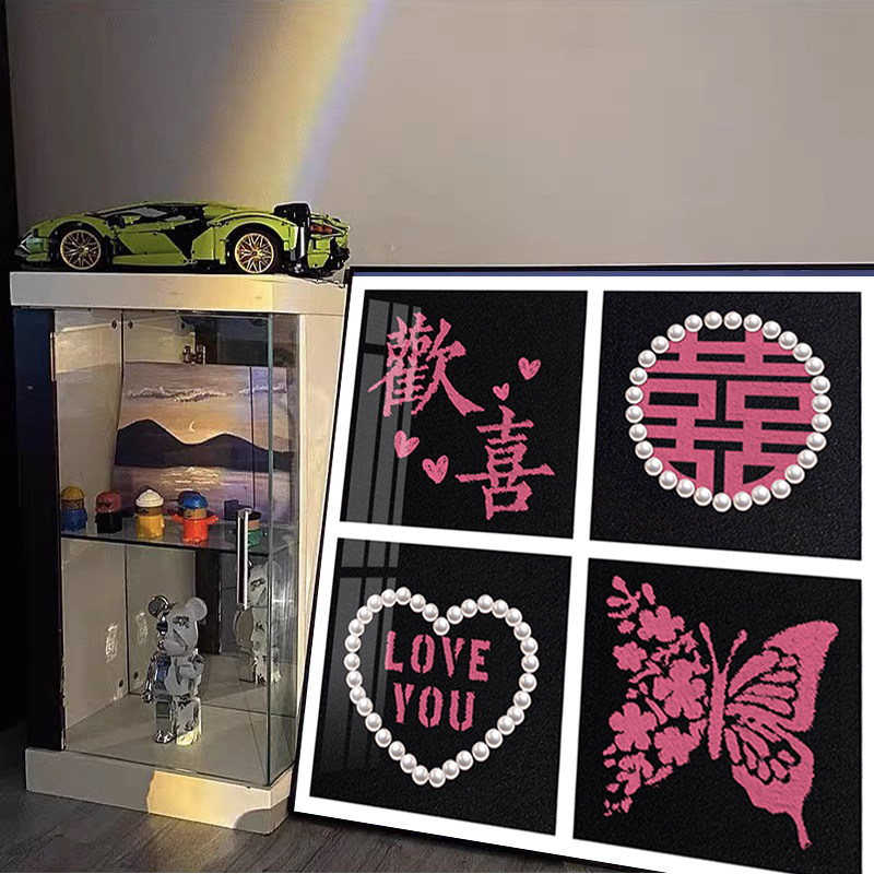 网红黑粉喜字结婚钻石画满钻