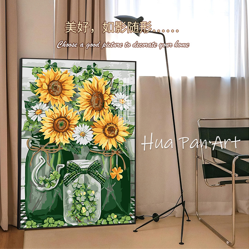 花瓶里的向日葵高级感钻石画满钻客厅挂画手工点贴十字绣2025新款