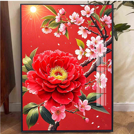 牡丹花十字绣2025新款高难度手工diy刺绣粘贴满钻钻石画卧室客厅