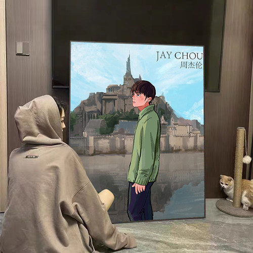 Jay周杰伦Q版可爱专辑封面钻石画2025新款卧室客厅手工贴钻十字绣