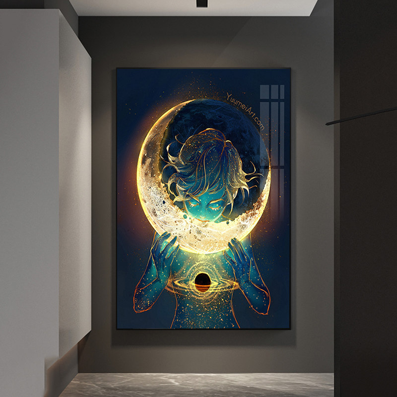 月与少年钻石画满钻2025新款带框卧室客厅装饰画高级治愈宇宙系列