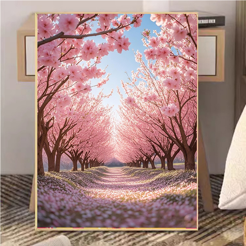 2025新款数字油画diy填充治愈系花卉风景丙烯画油彩画卧室装饰画图片