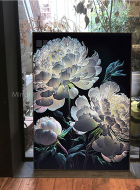 夜光牡丹高级感钻石画2025新款5d十字绣点钻砖石贴画手工diy带框