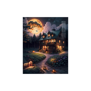 月亮下的神秘树屋十字绣2025新款客厅高级感装饰画钻石画满钻带框