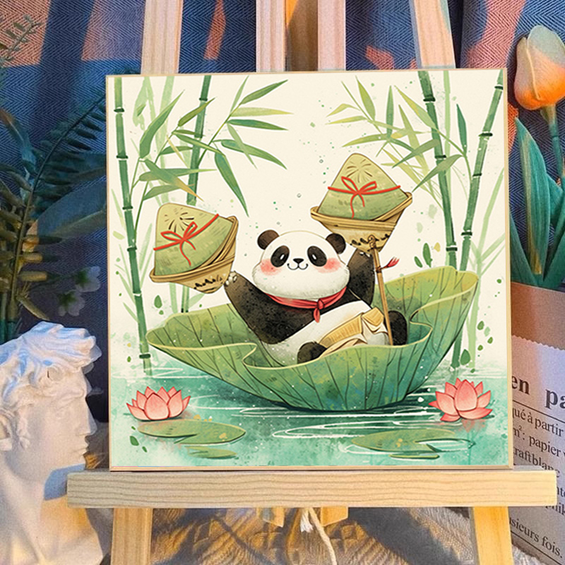 可爱熊猫数字油画2025新款手工diy儿童解压丙烯油彩画客厅装饰画图片