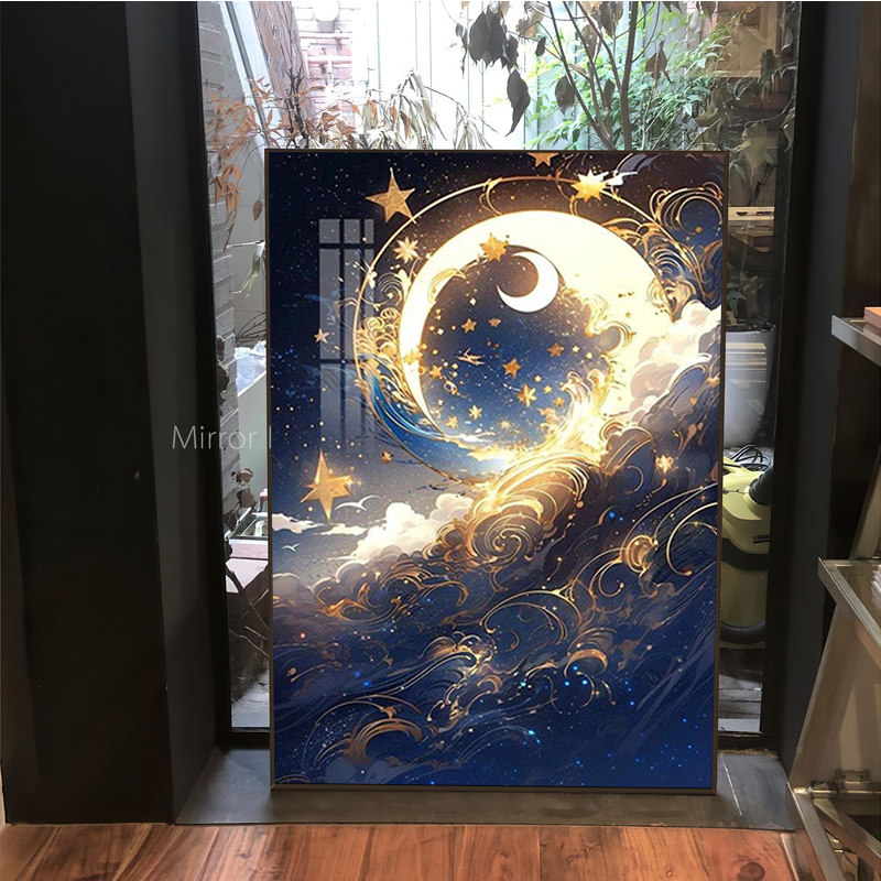 高颜值艺术月亮星辰十字绣小件客厅卧室简约现代装饰画带框钻石画