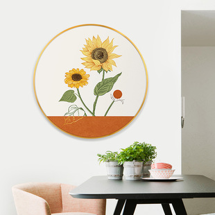 餐厅圆形满绣小件客厅自己线绣花卉系列玄关 向日葵十字绣2021新款