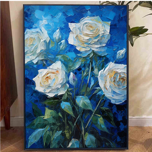 碎冰蓝高难度玫瑰花卉钻石画2025新款手工刺绣十字绣粘满钻大尺寸