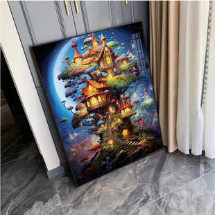 高级感神秘树屋十字绣2025新款小件卧室客厅手工点贴钻石画满钻5d
