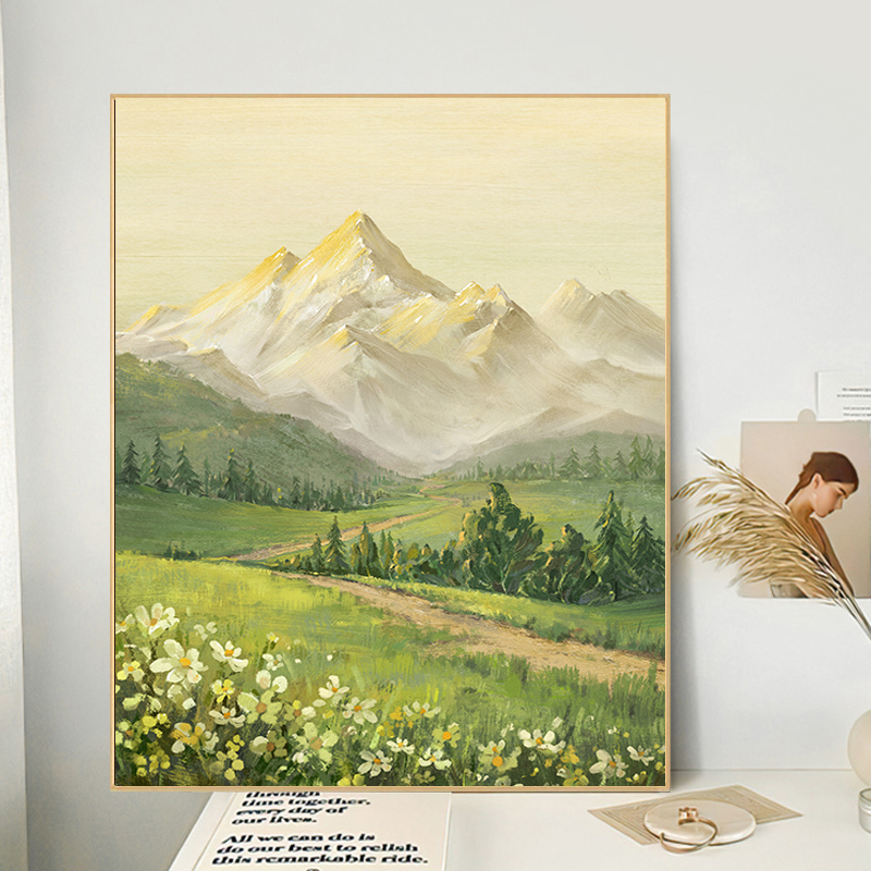 日照金山|风景数字油画手工diy填色客厅餐厅大幅丙烯装饰油彩挂画图片