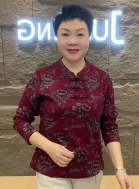 秋冬中老年妈妈上衣弹力德绒立领打底衫大码改良旗袍加绒保暖小衫