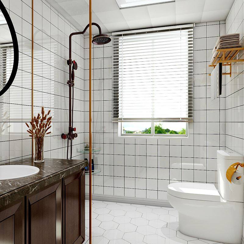 小方砖卫生间浴室内墙砖 北欧餐厅小白砖厨房瓷砖粉绿色150x150墙