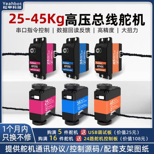 松甲高压大扭矩舵机串口指令控制